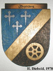 Wappen der Gemeinde Riegelsberg, Holzarbeit von H. Diebold 1978